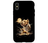 Carcasa para iPhone X/XS American Bully Howling to The Moon Meme 90s Gráfico Animal
