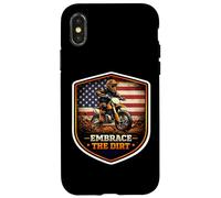 Carcasa para iPhone X/XS American Embrace The Dirt Bike Rider Motocross Patriot USA