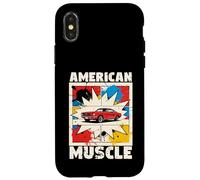 Carcasa para iPhone X/XS American Muscle Car Lovers Comic Style Auto Mechanic