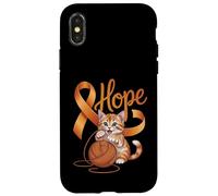 Carcasa para iPhone X/XS Apéndice Concientización sobre el Cáncer Cinta Naranja Gato Lindo