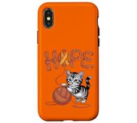 Carcasa para iPhone X/XS Apéndice Concientización sobre el Cáncer Cinta Naranja Lindo Gato