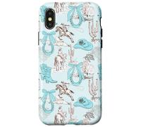 Carcasa para iPhone X/XS Aqua & Brown Herradura Bows Cowboy Hat Cowgirl Boots Riding
