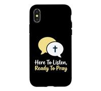 Carcasa para iPhone X/XS Aquí para Escuchar Listo para Orar Consejero Cristiano