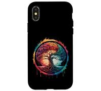 Carcasa para iPhone X/XS Árbol de la Vida Naturaleza Colorida Yin Yang Zen Yoga Meditación