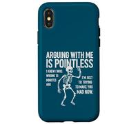 Carcasa para iPhone X/XS Argumentar es inútil Humor de Esqueleto sarcástico Divertido