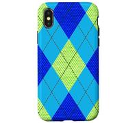 Carcasa para iPhone X/XS Argyle Verde y Azul patrón Preppy Regalo de los años 80