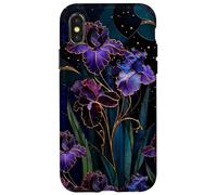 Carcasa para iPhone X/XS Art Nouveau Iris Gótico Floral Celeste Oscuro Botánico Arte