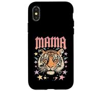 Carcasa para iPhone X/XS Arte gráfico de Mama Tiger Face Rebel Mom Wild Animal