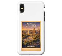 Carcasa para iPhone X/XS Arte Retro de Viaje aéreo de la Ciudad de Nueva York Washington Square Park