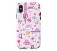Carcasa para iPhone X/XS Astronauta Narval Mapache Unicornio UFO Ciencia ficción Nave Espacial Galaxia