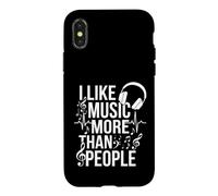 Carcasa para iPhone X/XS Auriculares Notas Música Sonido Wave Audio Lover