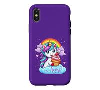 Carcasa para iPhone X/XS Avery Nombre Púrpura Unicornio Personalizado con Cupcake