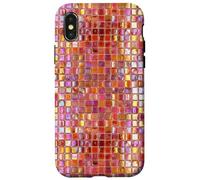 Carcasa para iPhone X/XS Azulejos de Mosaico de Vidrio Italiano Sicilia Rosa Naranja Preppy