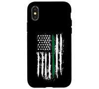 Carcasa para iPhone X/XS Back The Green Thin Green Line American Flag Border Patrol