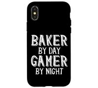 Carcasa para iPhone X/XS Baker by Day Gamer by Night Funny Local Pastry Bakery Owner
