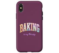 Carcasa para iPhone X/XS Baking is My Therapy, Divertido diseño Floral con Palabras para Amantes de la repostería