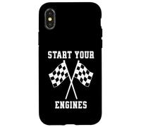 Carcasa para iPhone X/XS Bandera a Cuadros Start Your Engines Race Mom