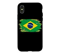Carcasa para iPhone X/XS Bandera de Brasil Orgullo Brasileño Ilustrado Grunge Tattered