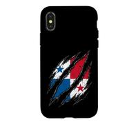 Carcasa para iPhone X/XS Bandera de Panamá Rasgada con Garra con diseño patriótico