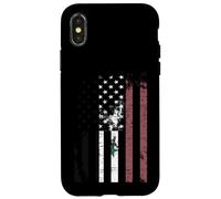 Carcasa para iPhone X/XS Bandera de Siria angustiada sobre Bandera Americana