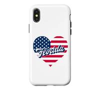 Carcasa para iPhone X/XS Bandera patriótica del Estado de Florida con corazón de Estados Unidos para Hombres, Mujeres y niños