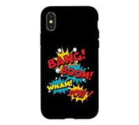 Carcasa para iPhone X/XS Bang Boom Pow Wham Bocadillos de Cómic Pop Art Retro