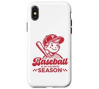 Carcasa para iPhone X/XS Baseball Is My Favorite Season - Camiseta Deportiva Divertida para Jugador Retro