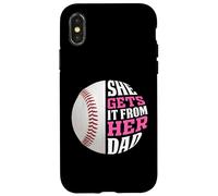 Carcasa para iPhone X/XS Baseball Saying She Gets It from Her Dad Funny Baseball Dad