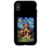 Carcasa para iPhone X/XS Basset Hound Playing Guitar Whimsical Art Dog Music Camping