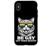 Carcasa para iPhone X/XS Be Gay Funny Cat Rainbow Gafas de Sol Pride Month Queer