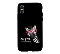 Carcasa para iPhone X/XS Be You The World Will Adjust Cute Lover Zebra Glasses