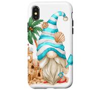Carcasa para iPhone X/XS Beach Lover with Flip Flops and Sand Castle Funny GNOME