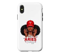 Carcasa para iPhone X/XS Big Energy Aries Zodiac Afro Women Red Cap Black Girl Women
