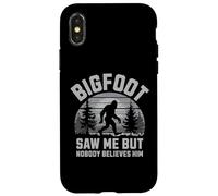 Carcasa para iPhone X/XS Bigfoot Saw Me Nobody Believes Him Funny Sasquatch Hombres Niños