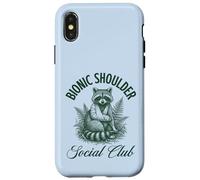 Carcasa para iPhone X/XS Bionic Shoulder Social Club Raccoon Lesiones Recuperación Divertido