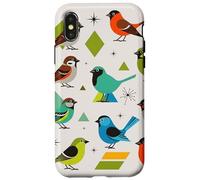 Carcasa para iPhone X/XS Bird Art Mid Century Midcentury Retro Atomic Age Space