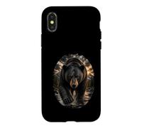 Carcasa para iPhone X/XS Black Bear Mountain Wilderness Wildlife, Amante de los Osos