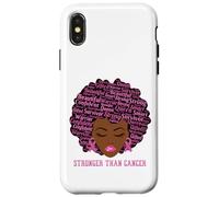 Carcasa para iPhone X/XS Black Women Queen Stronger Than Breast Cancer Pink Ribbon