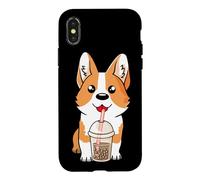 Carcasa para iPhone X/XS Boba Milk Tea Corgi Dog Puppy Lover Kawaii Anime japonés