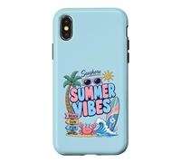 Carcasa para iPhone X/XS Bonito gráfico de Palmera para Tabla de Surf con Forma de Cangrejo de Playa de Summer Vibes