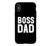 Carcasa para iPhone X/XS Boss Dad Mens Dad Boss Hombre Papa Bossy Daddy Boss Father