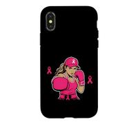 Carcasa para iPhone X/XS Boxing Black African American Fight Breast Cancer Ribbon