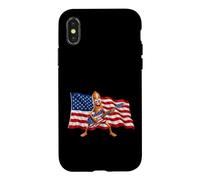 Carcasa para iPhone X/XS Brainrot 4th July US Flag America Tung Sahur Electric Guitar