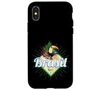Carcasa para iPhone X/XS Brasil tucán Retro Samba Carnaval Recuerdo Vintage