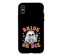 Carcasa para iPhone X/XS Bride Or Die Retro Halloween Despedida de Soltera a Juego