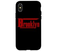 Carcasa para iPhone X/XS Brooklyn, Nueva York BKLYN Brooklyn | Texto Rojo