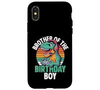 Carcasa para iPhone X/XS Brother of The Birthday Boy Gaming T-Rex Cumpleaños a Juego