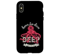 Carcasa para iPhone X/XS Buceo Nacido para sumergirse profundamente en el Casco de buceador de Pulpo Marino