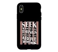 Carcasa para iPhone X/XS Busque esas Cosas Que están Arriba, versículo bíblico de la KJV