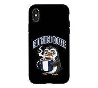 Carcasa para iPhone X/XS But First Coffee Sleepy Penguin Caffeine Lover
